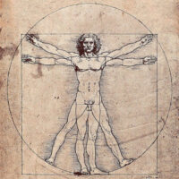 Illustrazione dell'Uomo Vitruviano per la Lettura 124 sul concetto di perfetto perfettibile